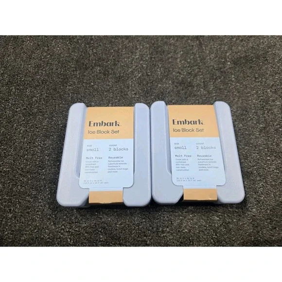 Embark Ice Block Set Small Reusable Cooler Ice Packs 2 Blocks BPA Free NEW