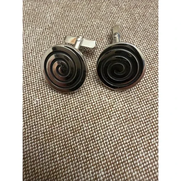 Vintage Swank Art Deco Engravable Cufflinks Spiral