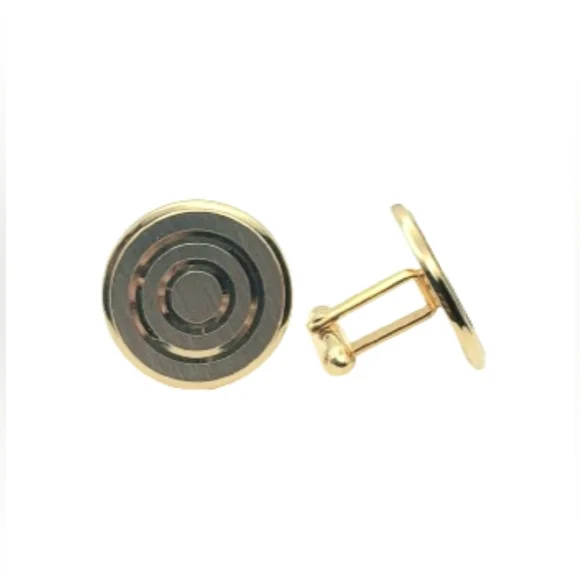 Mens Silver and Gold Bullseye Round Cuff Links
