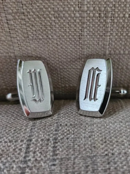 Vintage Hickok Men Cuff Links Silver Tone Shirt Cufflinks Stud Made in USA