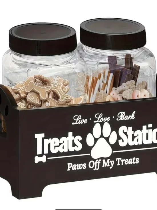 Treats Station Dog Treat Jar Set - Black&White NEW