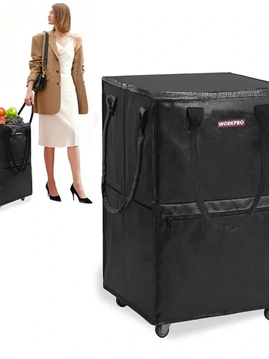 X Large Rolling Grocery Bag, 36-Gallon Tote with 5 Wheels, 110 lbs Capacity NWT