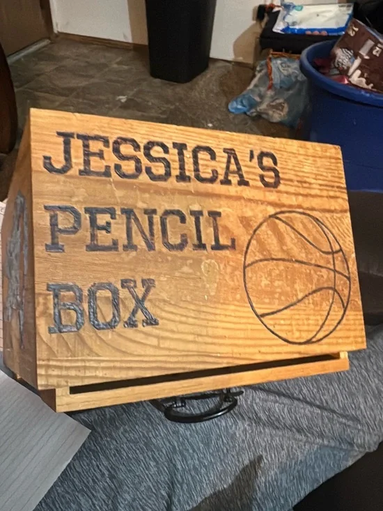 Personalized Wooden Pencil Box - Natural Wood Finish