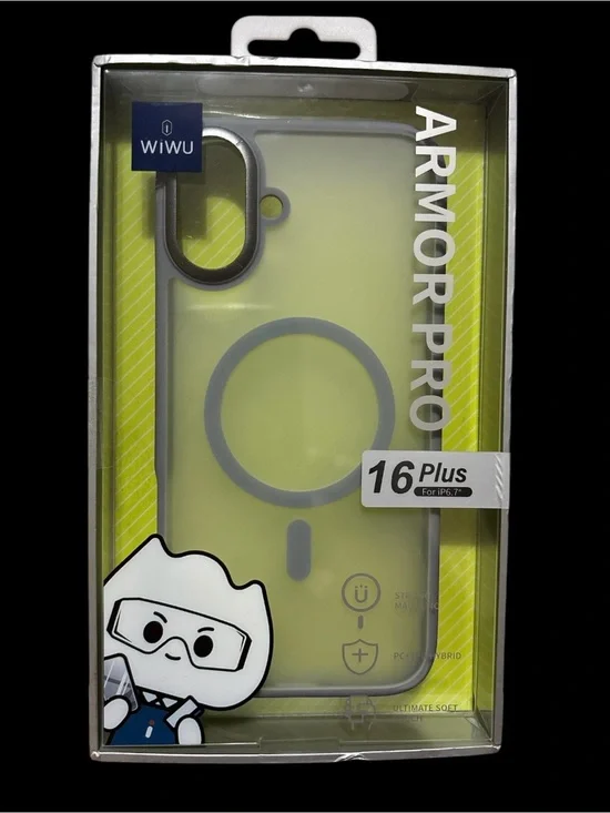 Clear & Gray Armor Pro Magnetic Case for 16 Plus