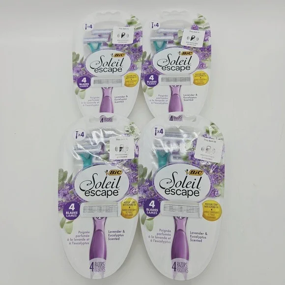 Lot 16ct Total Soleil Escape Womens Disposable Razors 4 Blades Lavender Scented