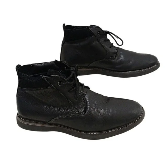 Nunn Bush Bayridge Plain Toe Chukka Boot Sz 9W  Black Leather Tumbled 84928-001
