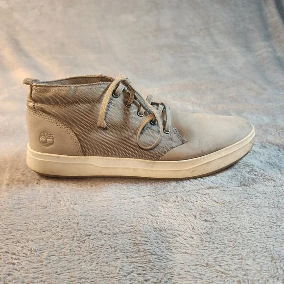 Timberland Boots Mens 10.5 Gray Davis Square Chukka Defender‎ Canvas Suede