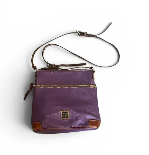 Dooney & Bourke Eggplant Purple Pebble Leather Zip Crossbody Handbag Bag