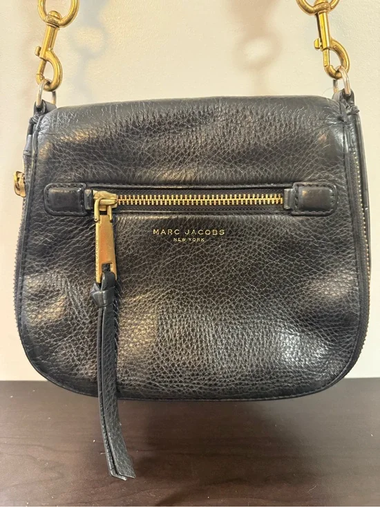 Marc Jacobs Black Leather Crossbody with Gold Hardware