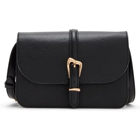 Womens Crossbody Bag Polyester Snap Buckle Flap Black Everyday Carry