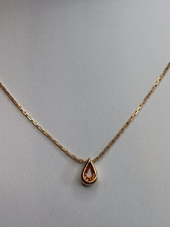 Hallmark November Topaz Gold Tone Teardrop Pendant Necklace 15
