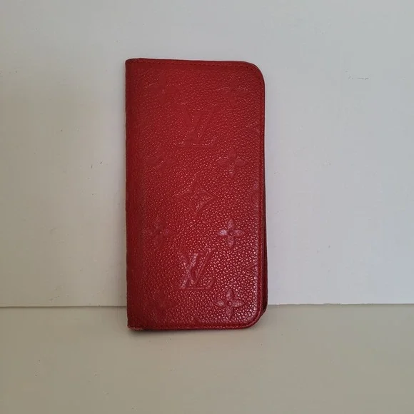 Louis Vuitton Monogram Empreinte iPhone X XS Folio Case Red Leather BC2149