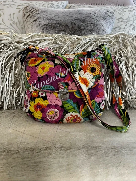 VERA BRADLEY Ziggy Zinnia  2014 Hipster Crossbody Pink Orange Floral Y2K Quilted