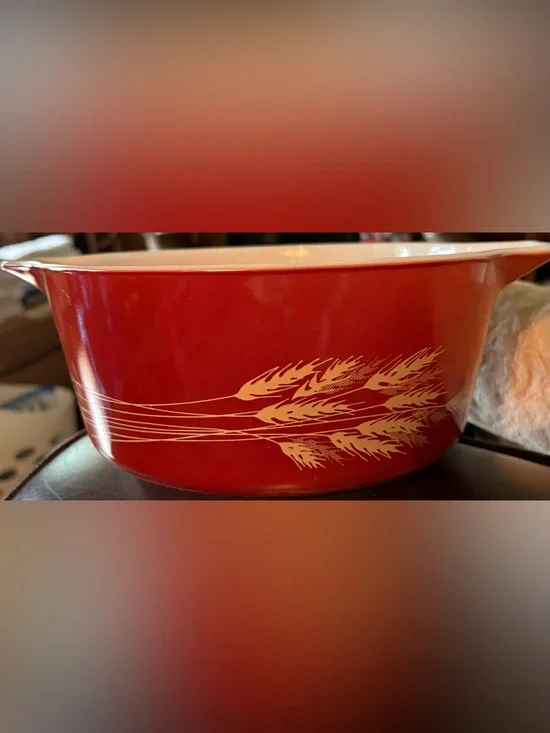 Pyrex Autumn Harvest Wheat Round Casserole Dish 2.5 L (Quart) #475-B, Vintage