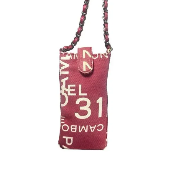 CHANEL Red White Canvas 31 Rue Cambon By The Sea Crossbody Phone