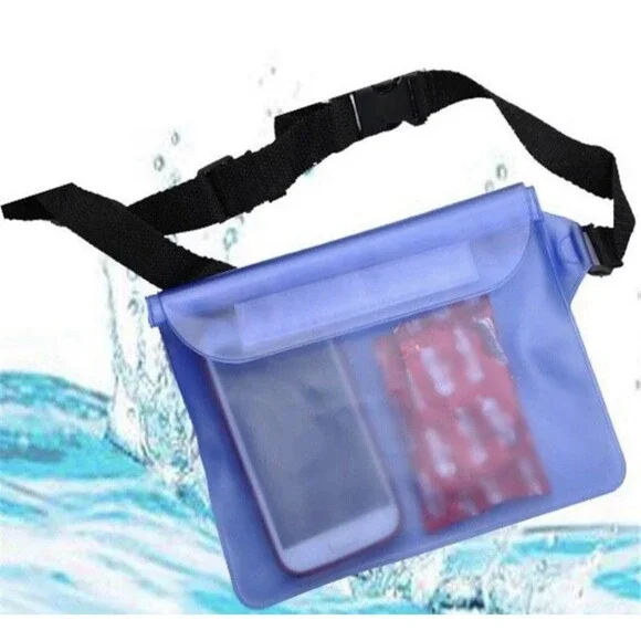 Waterproof Pouch for Phone with Pocket Fanny Pack with Waist Strap Blue