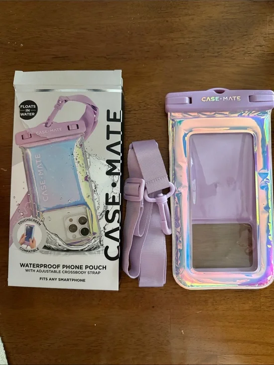 case-mate Iridescent soap bubble Lilac Waterproof Phone Pouch with Lilac Strap
