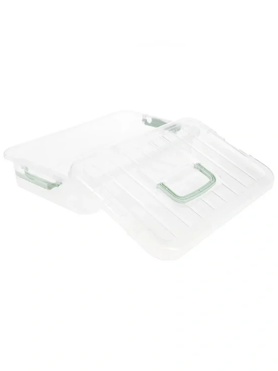 Clear Rectangle Portable Stackable Storage Box w/ Lid and Handle NWT