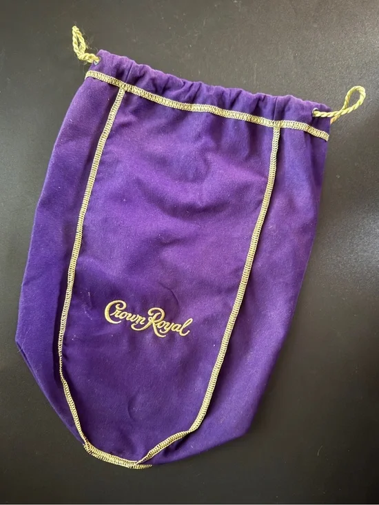 Crown Royal Purple Drawstring Bag Gold Cording & Stitching 9” x 13”