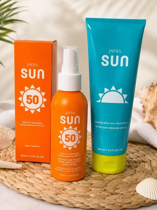 JAFRA SUN SPF 50 Spray Sunscreen & Cooling After Sun Relief Lotion Set