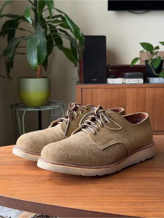 Men's Suede Casual Derby Shoes in Olive-Tan MARK ALBERT 10.5D