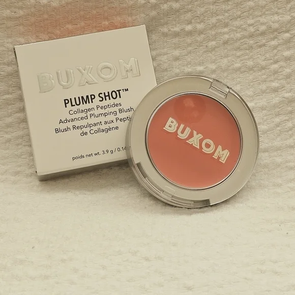 Buxom Plump Shot Collagen Peptides Advanced Plumping Blush shade Coral Cheer