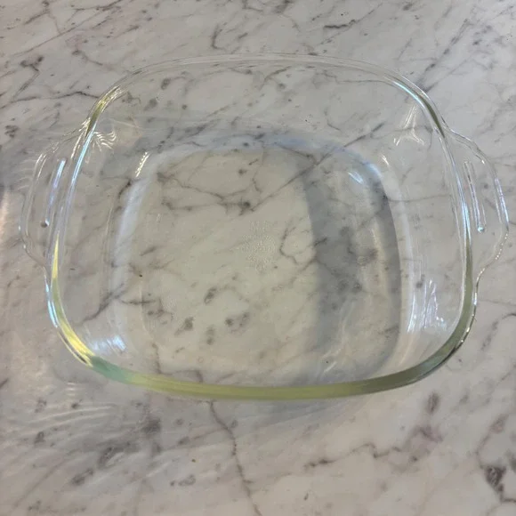 Vintage Fire-King Clear Glass Baking Dish 3QT Square Casserole Pan Made in USA