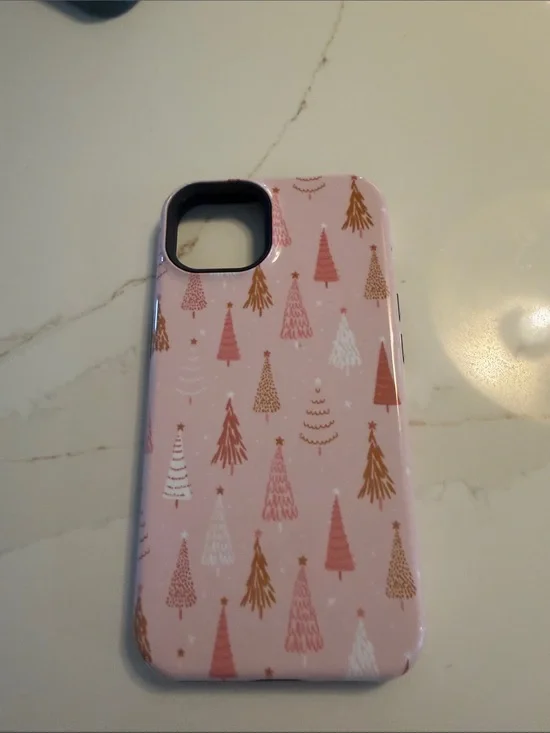 Casely iPhone 13 Pink Holiday Tree Pattern Phone Case