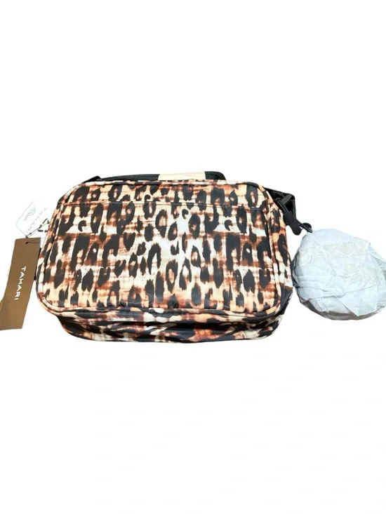 Tahari Monroe Leopard Camera Crossbody Bag NWT w/ Black Round Coin Pouch