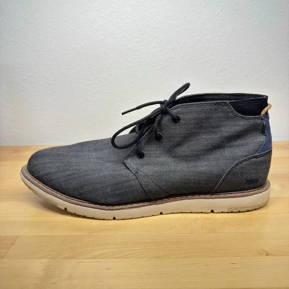 Toms Boots Mens‎ Chukka Mid Top Ankle Bootie Gray Fabric Lace Up Size 13