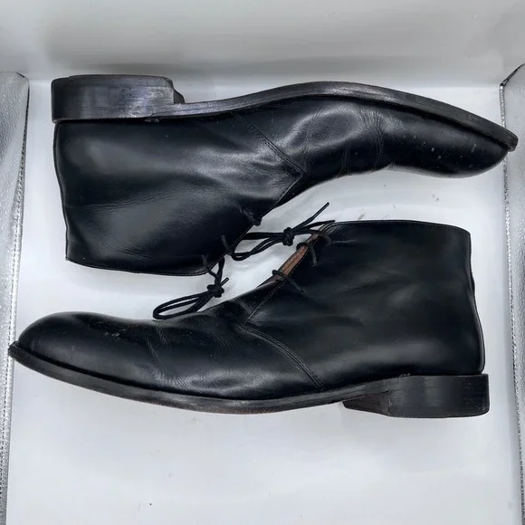 Lucini‎ Chukka Boots Mens 12 Black Leather Italian Goodyear Welted Lace Up Dress