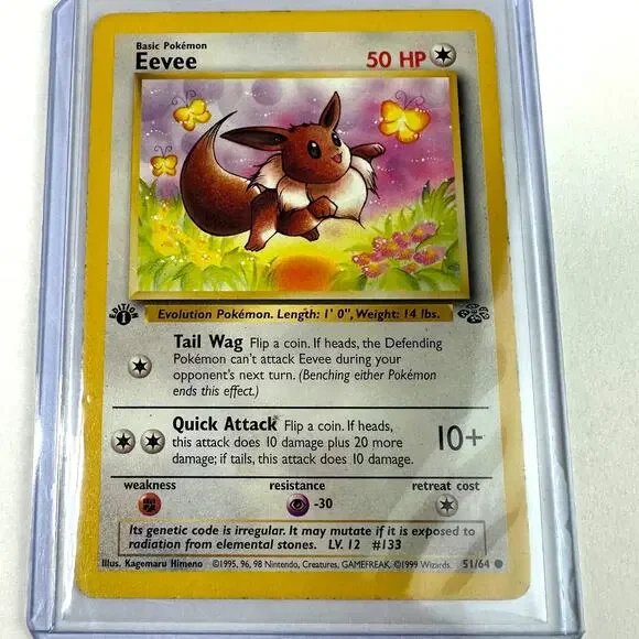 Pokemon TCG Eevee 51/64 Jungle Set First Edition Excellent Condition