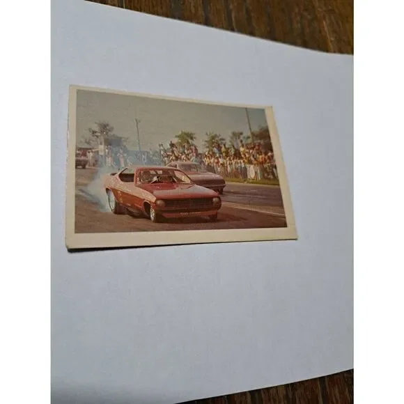 Vintage 1971 Fleer Big John Mazmanians Barracuda Funny Car Race Car Trading Card