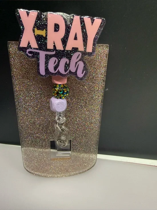 X-Ray Tech Glitter Badge Reel - Pink Lavender