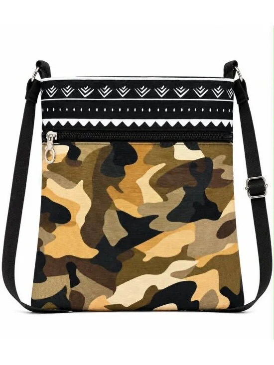Camouflage Crossbody Bag with Adjustable Black Strap