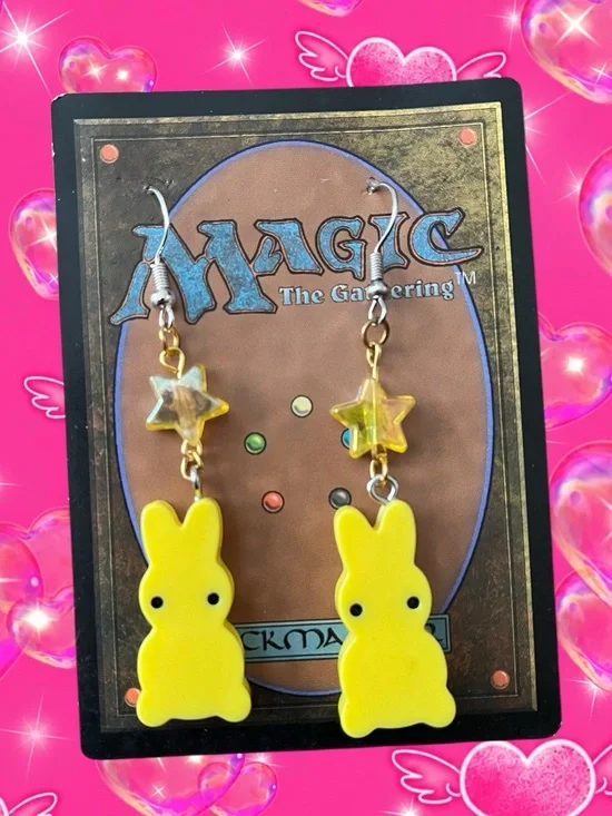 Yellow Bunny Star Dangle Earrings - Kids Accessories