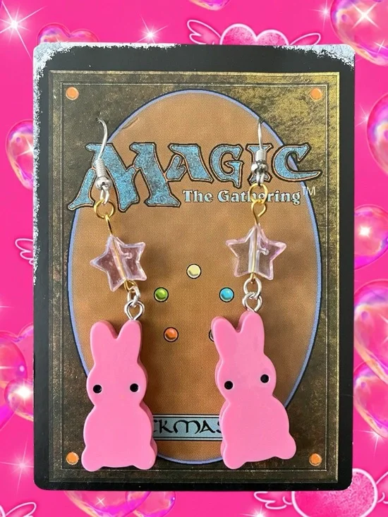 Pink Bunny Star Dangle Earrings - Kids Accessories