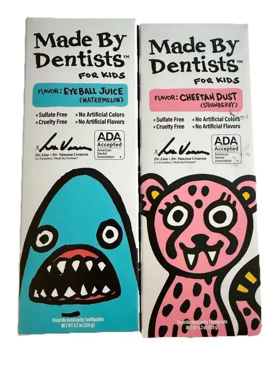 Lot Of TWO Made By Dentists Kids Cheetah Dust And Eyeball Juice Toothpaste