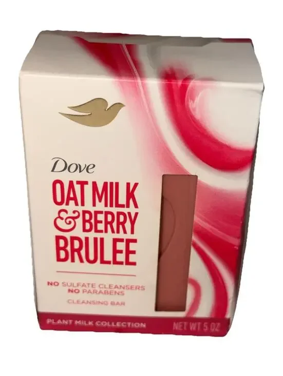 Lot Of 8 Dove Oat Milk & Berry Brûlée Plant Milk Cleansing Bar Soap 5oz