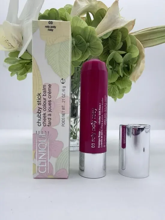 CLINIQUE Chubby Stick Cheek Color Balm 03 Roly Poly Rosy Full Size .21oz / 6g