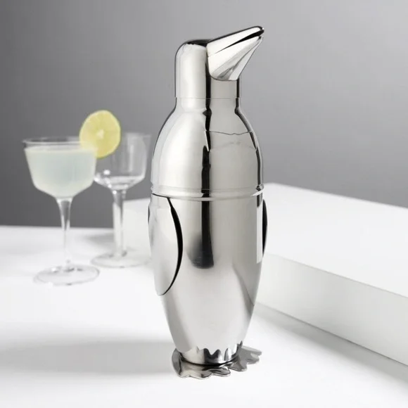 Penguin Stainless Steel Cocktail Martini Shaker 17oz Barware Mixer with Strainer