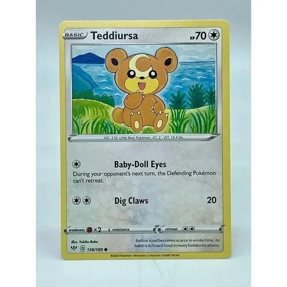 Teddiursa 138/189 Common Darkness Ablaze‎ Non-Holo Pokemon TCG Mint Unplayed