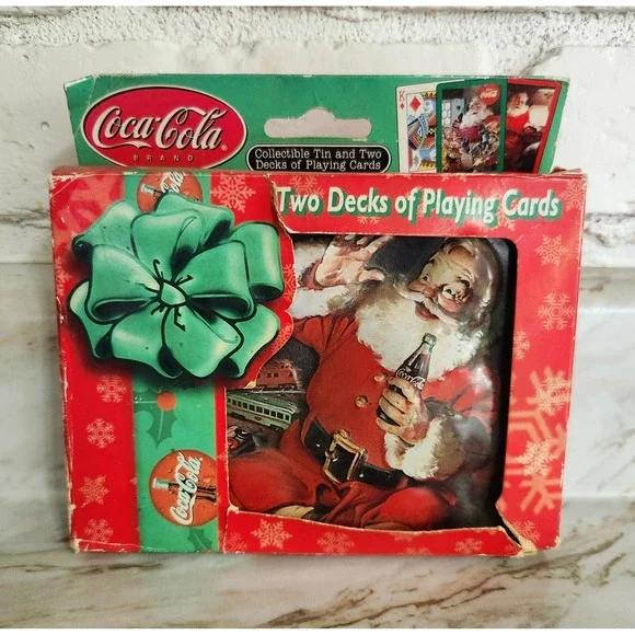Coca-Cola Bicycle Playing Cards‎ Embossed Collectible Tin Holiday Advertising