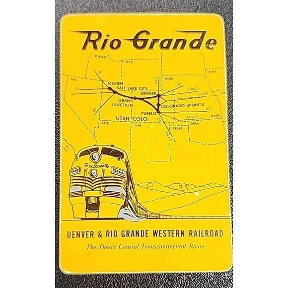 Vintage playing card DENVER and RIO GRANDE WESTERN RAILROAD orange train Picture