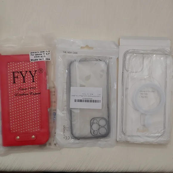 FYY Leather iPhone 12 6.7 Case, plus 2 other cases