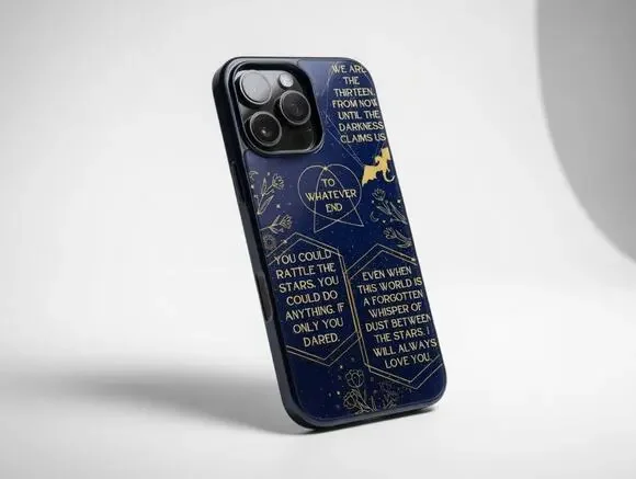 Aesthetic Celestial Quote Phone Case – Dark Blue with Gold Foil
