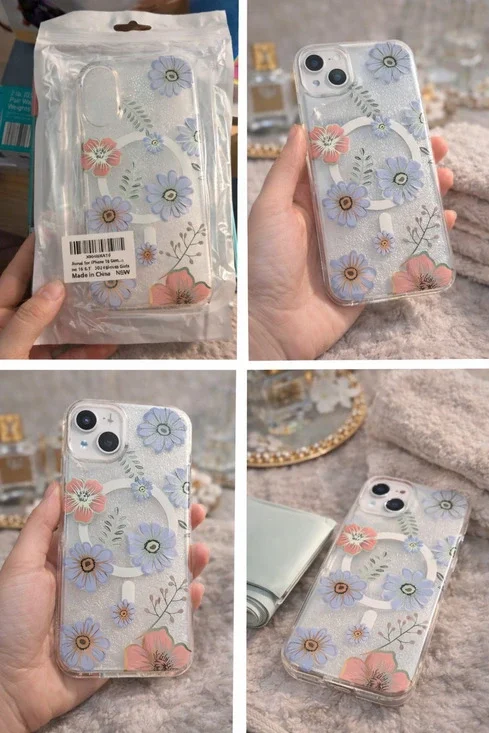Floral Clear iPhone 16 Case (6.1”) – Cute Daisy Design + MagSafe Compatible