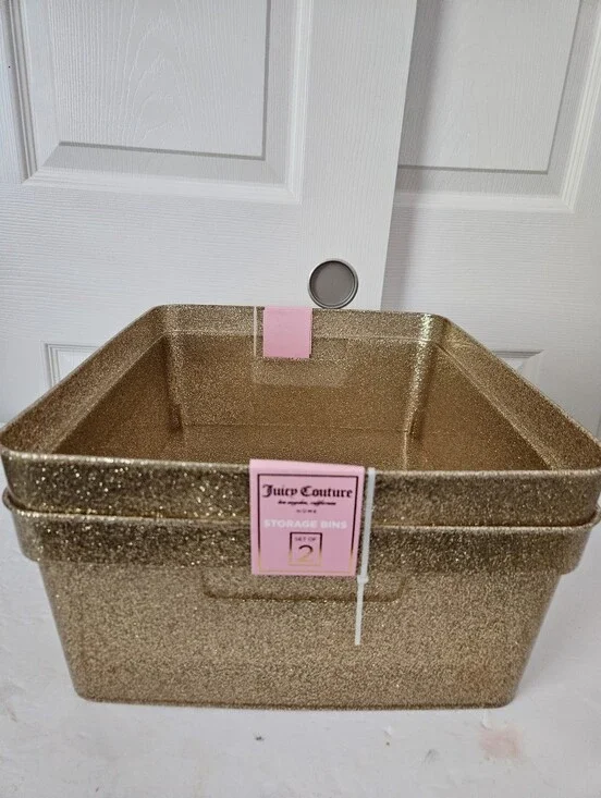 Juicy Couture NWT Set Of 2 Glitter Storage Bins