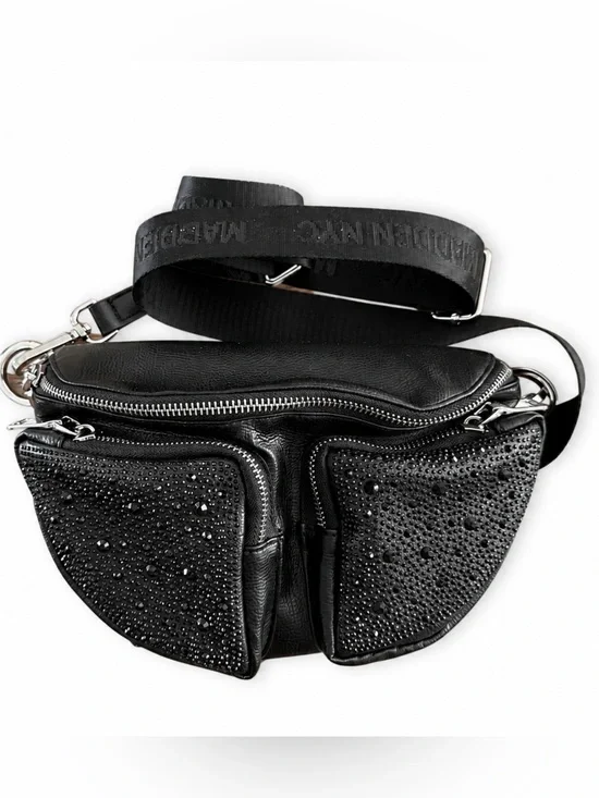 Steve Madden NY Black Embellished Crossbody Bag with 4 zippered compartments