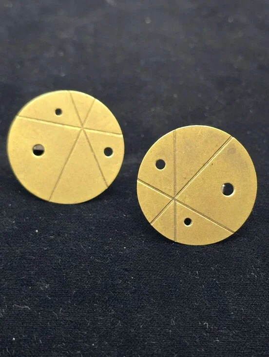 Handcrafted Studio Cufflinks Brass Sterling Mid-century Minimalist Atomic